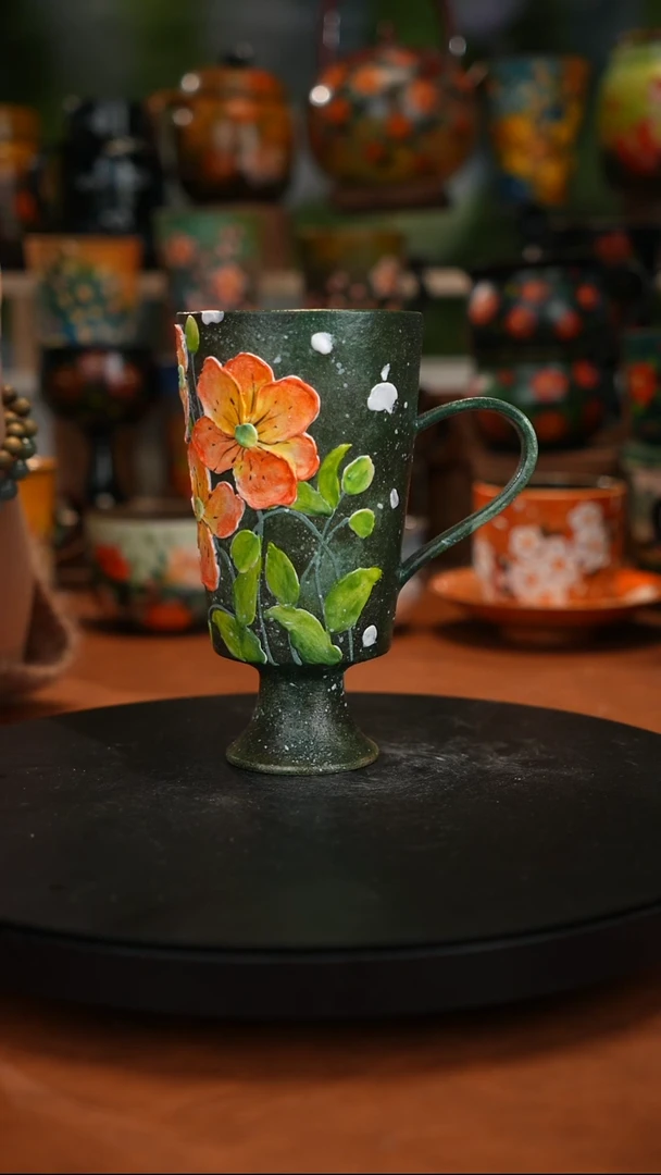紫砂油画釉下彩手绘