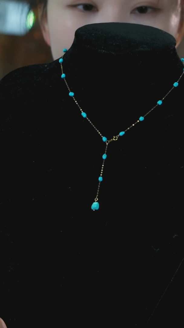 【闪购商品】绿松石项链18K金镶嵌发货一件