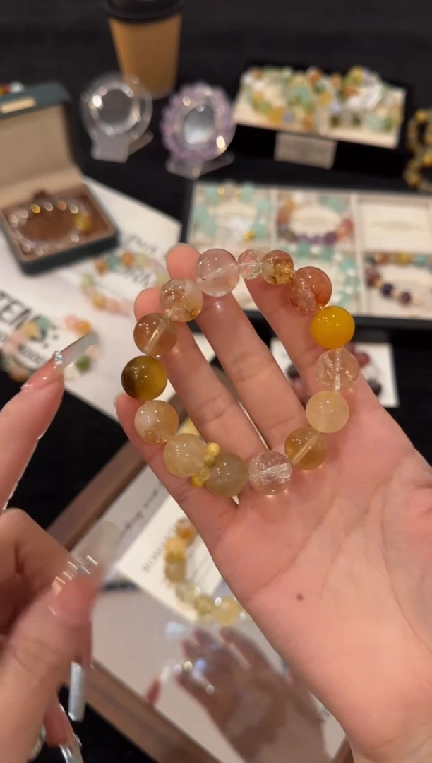 合金手链水晶黄色系多宝x3076