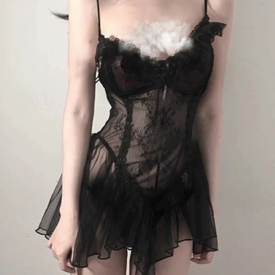 涟漪（80-150斤）女士大码蕾丝连体睡裙6800