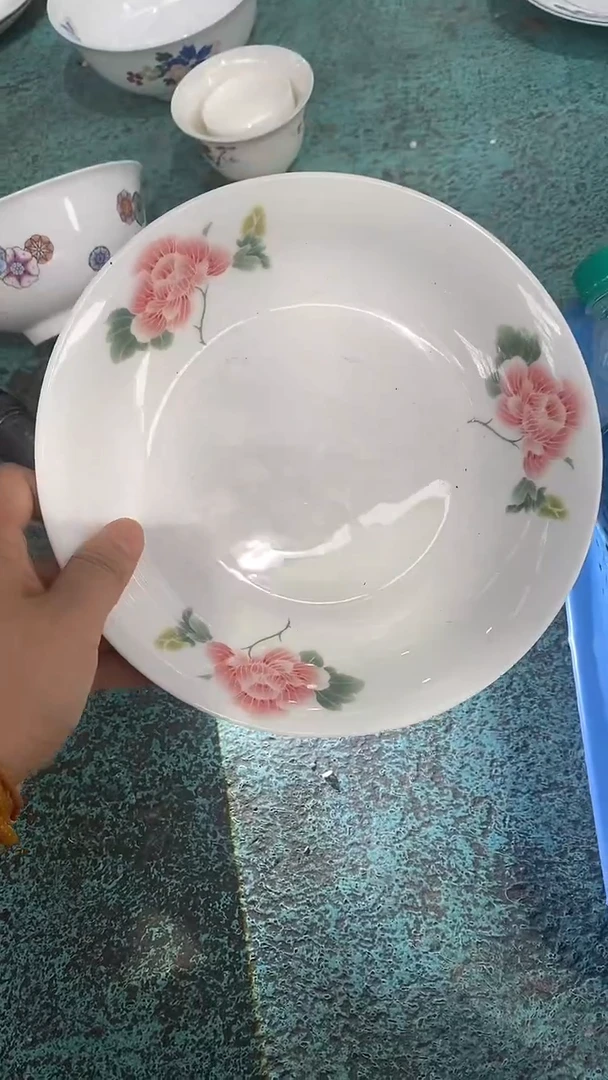摆件芙蓉花内外绘8寸窝盘 拍一发二