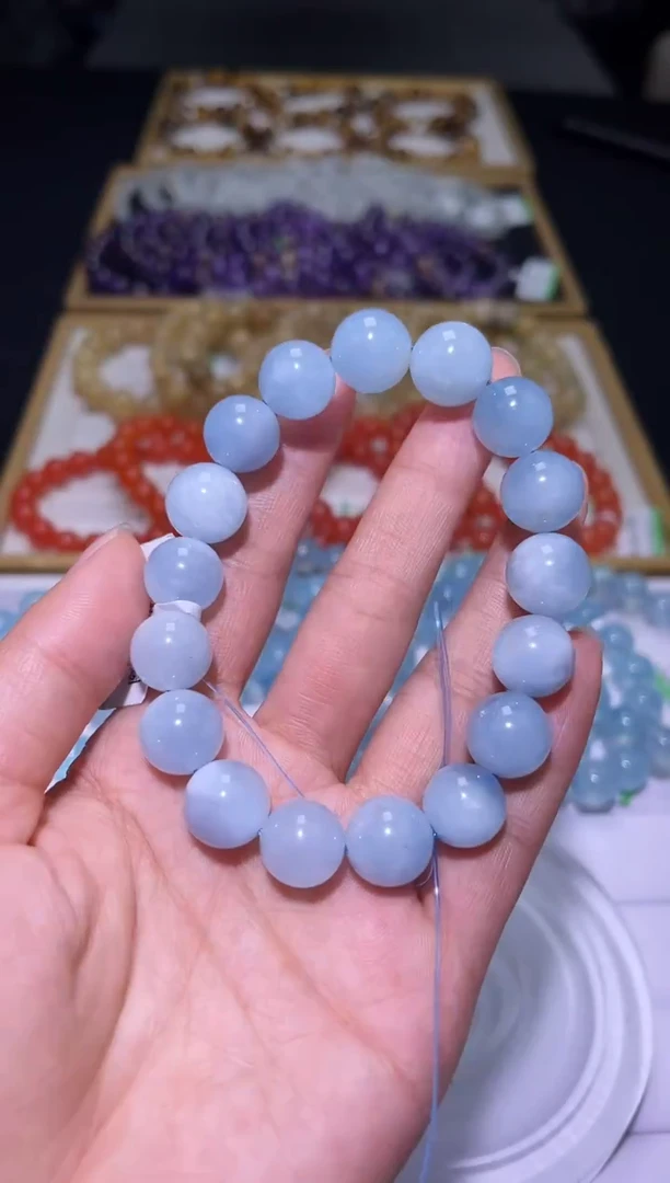 1海蓝宝石（处理）J044-12mm海蓝宝单圈-多样性发其一