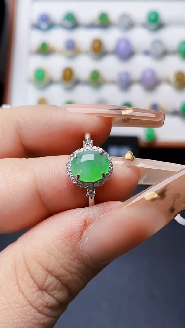 银S925镶嵌戒指翡翠0303