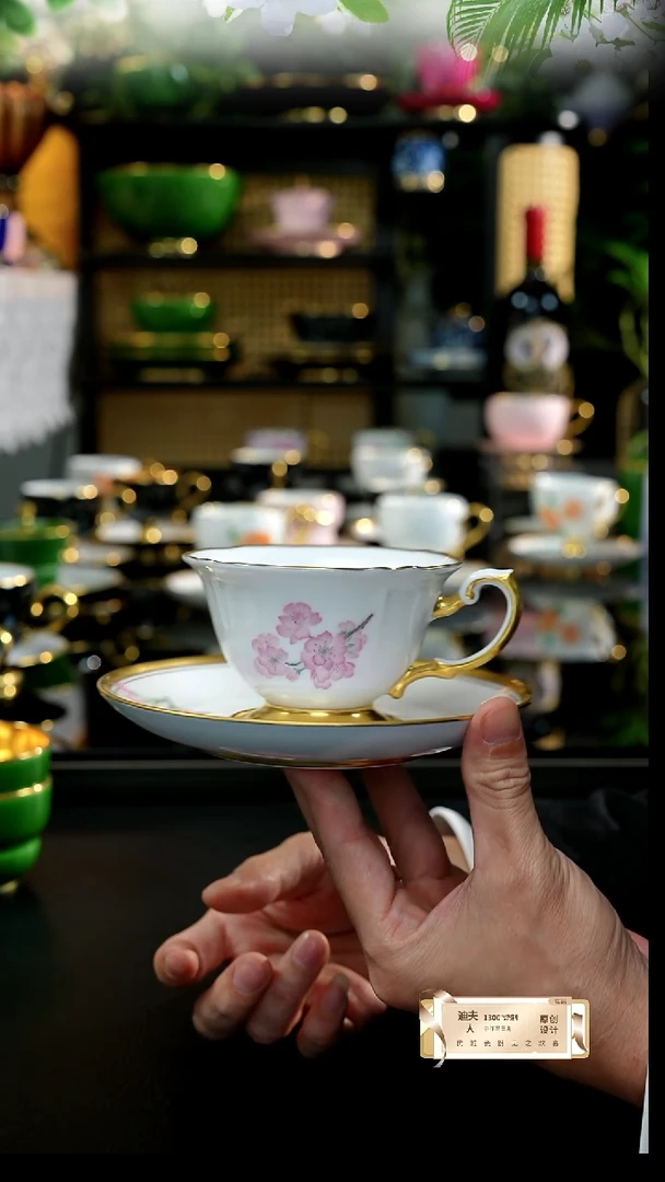 手工手绘樱花咖啡杯，，，，，，，，，