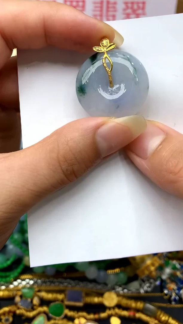 翡翠18K金镶嵌颈饰239-中国好珍宝