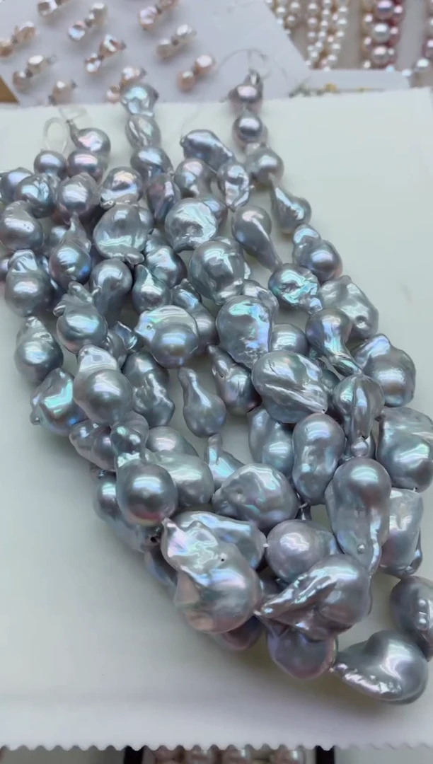 淡水珍珠银S925镶嵌项链巴洛克多样性发其一，非无暇