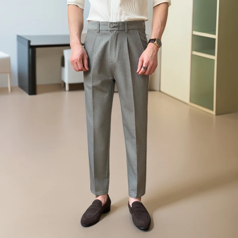 高级痞帅时尚西裤男士秋季潮流商务西装裤2025新款百搭修身休闲裤