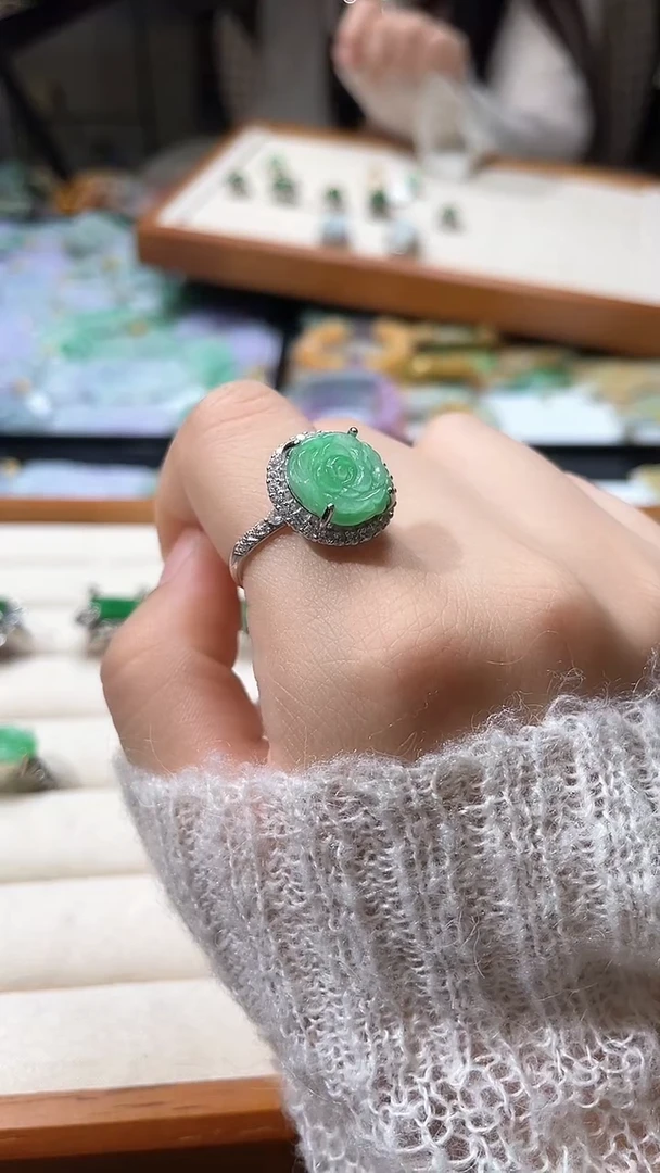 【闪购商品】翡翠戒指银S925镶嵌戒指