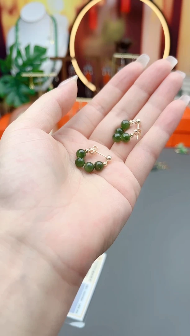 银S925镶嵌和田玉耳饰和田玉耳包