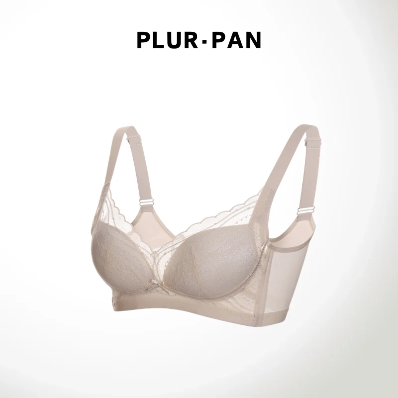 PLUR·PAN桑蚕丝无钢圈蕾丝可拆卸圆薄杯文胸