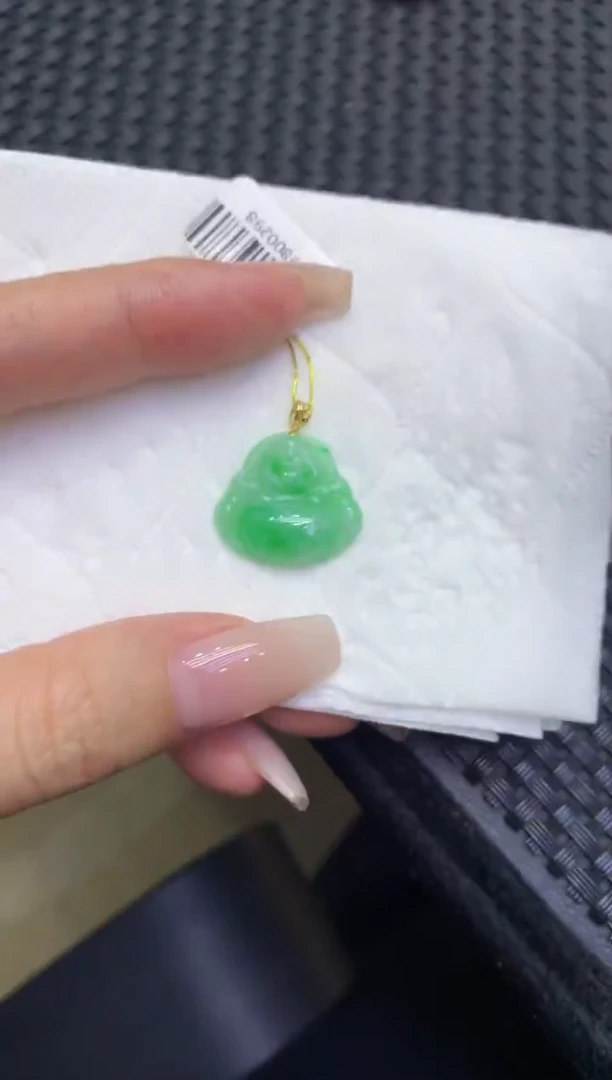 颈饰18K金镶嵌翡翠天然缅甸翡翠A货