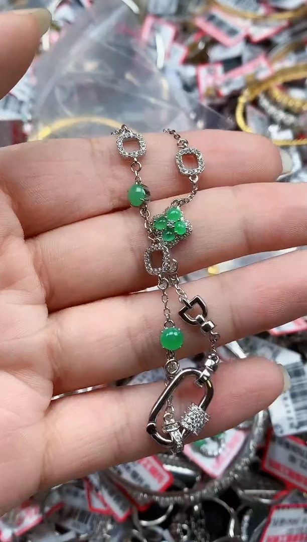 银S925镶嵌戒指翡翠天然A货缅甸翡翠