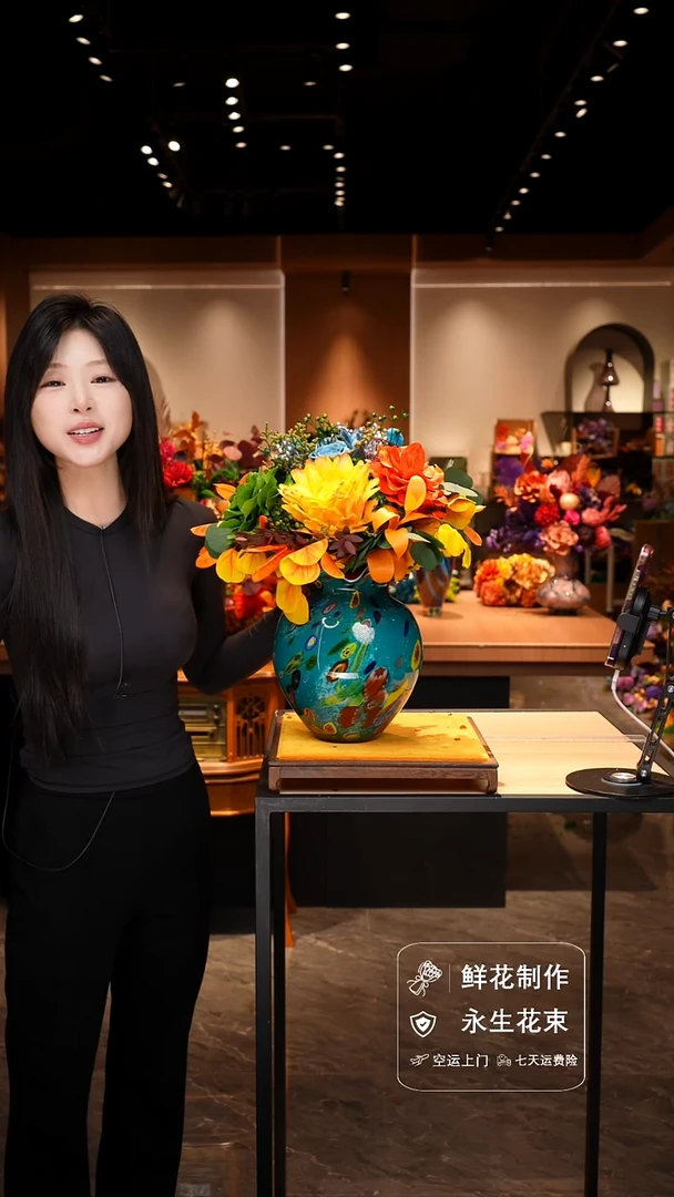 手工艺品琉璃手工花器花束空运包邮送货上门-以图片为准