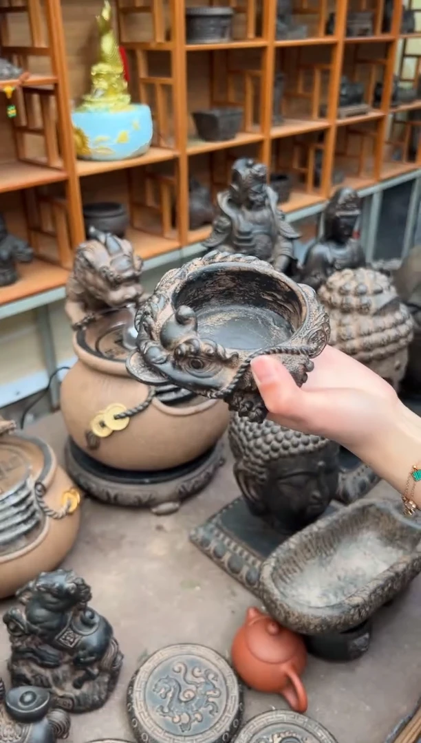 陶土【合成青石】金蟾盆