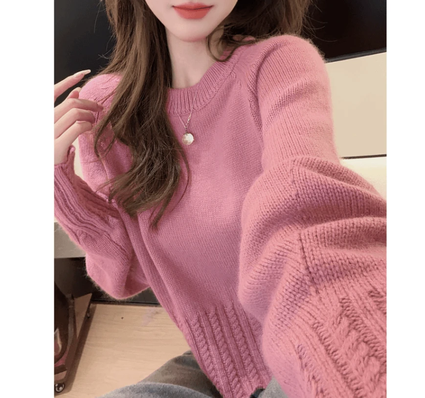 时尚设计感毛衣洋气气质女人味显瘦秋冬百搭长袖精致针织衫W2-42