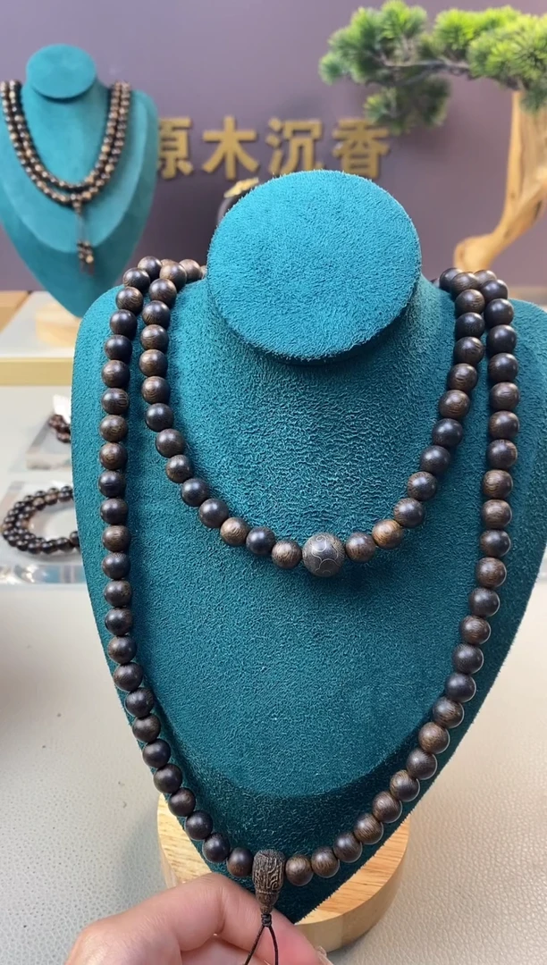 【闪购商品】沉香手串Z沉水芽庄黄棋玉化瘤疤08*108设计款