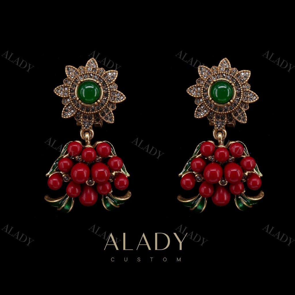 合金合成锆石耳饰 【相思豆】美好的情思时尚气质红色耳钉