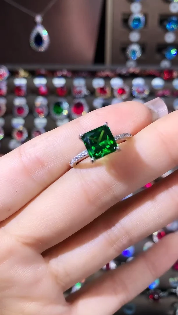 银S925镶嵌戒指碧玺8银色