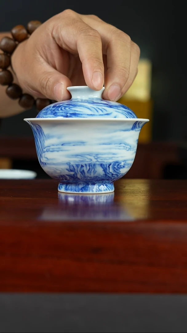 祖传窑真柴窑传承400年松风亭访友二才盖碗