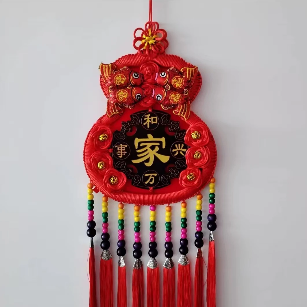 新款高档民族风钱袋中国结玄关电视背景墙挂饰