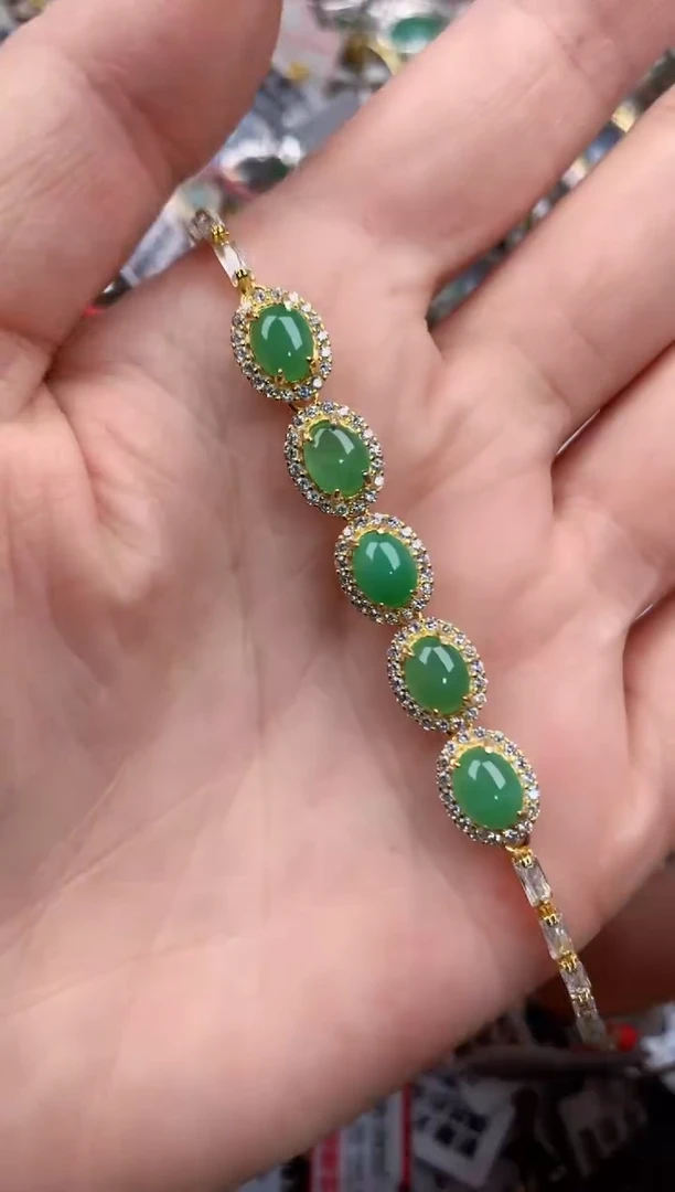 银S925镶嵌戒指翡翠444             8