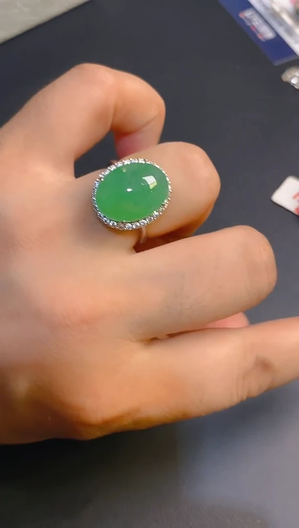 翡翠银S925镶嵌耳饰天然