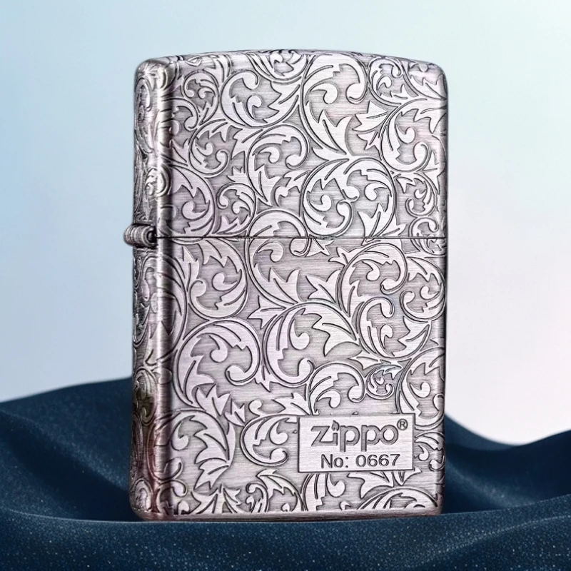 ZIPPO打火机熏银唐草常规机右下标之宝防风火机经典款DYJ1