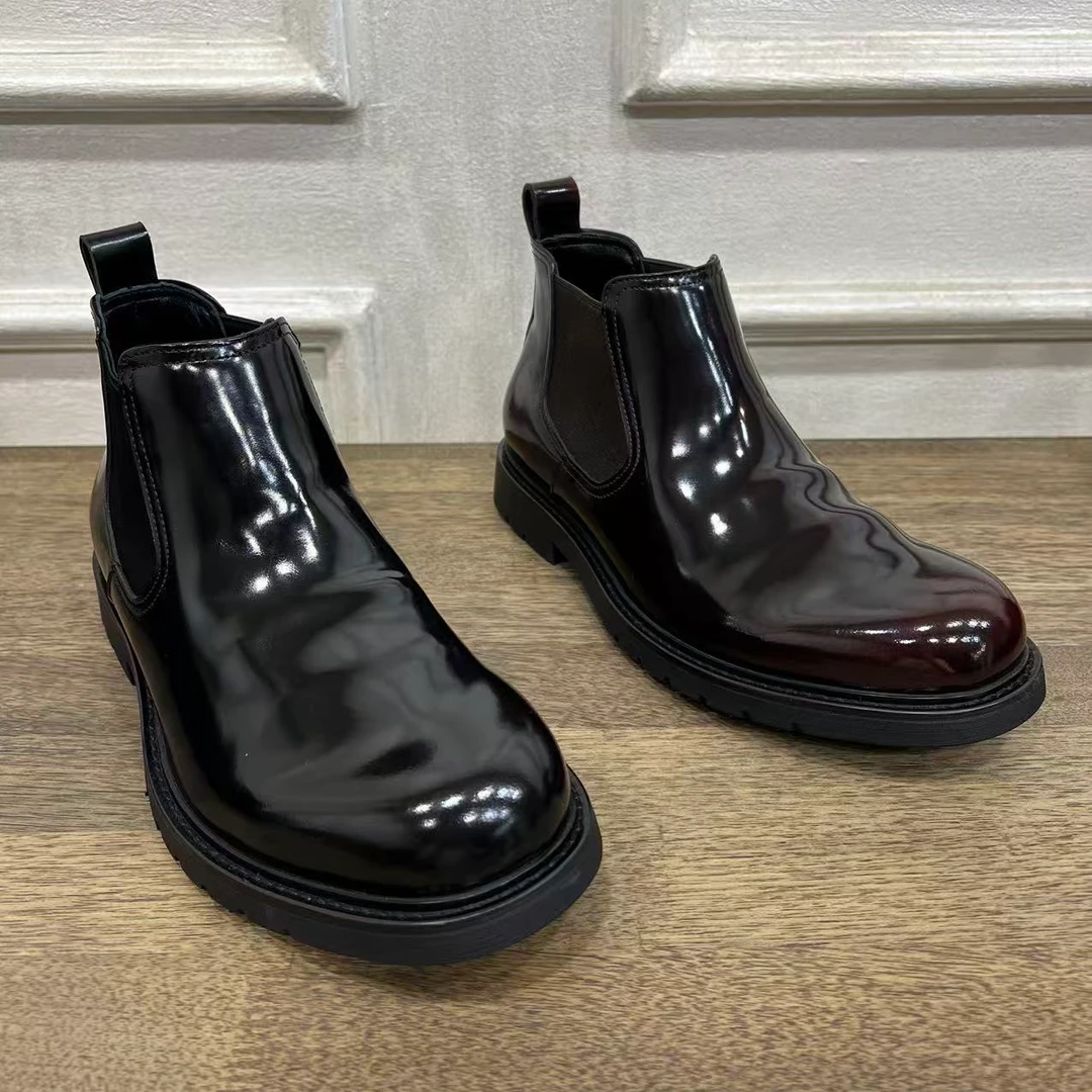 秋季时尚商务百搭男款切尔西皮靴高帮