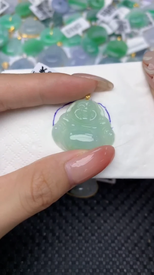 翡翠18K金镶嵌颈饰天然翡翠a货