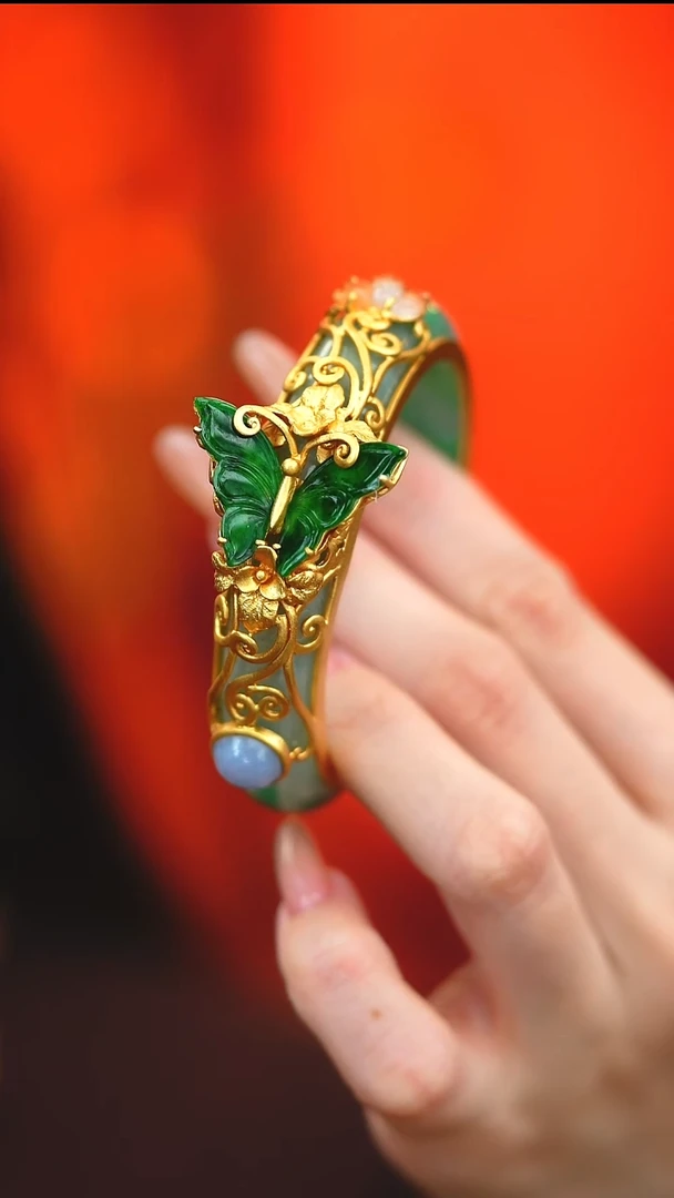 银S925镶嵌手镯翡翠新款