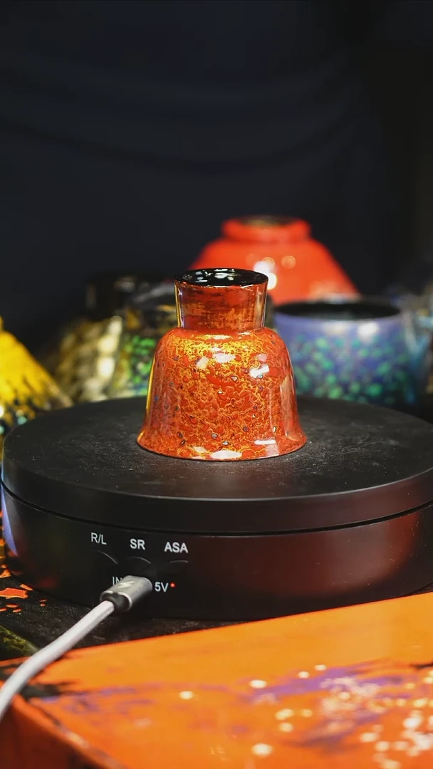 大漆杯子红金色1