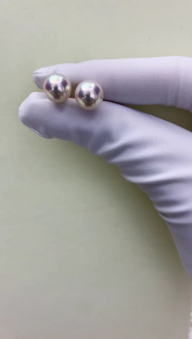 18K金镶嵌DA海水珍珠 akoya素钉9-9.5MM GD124