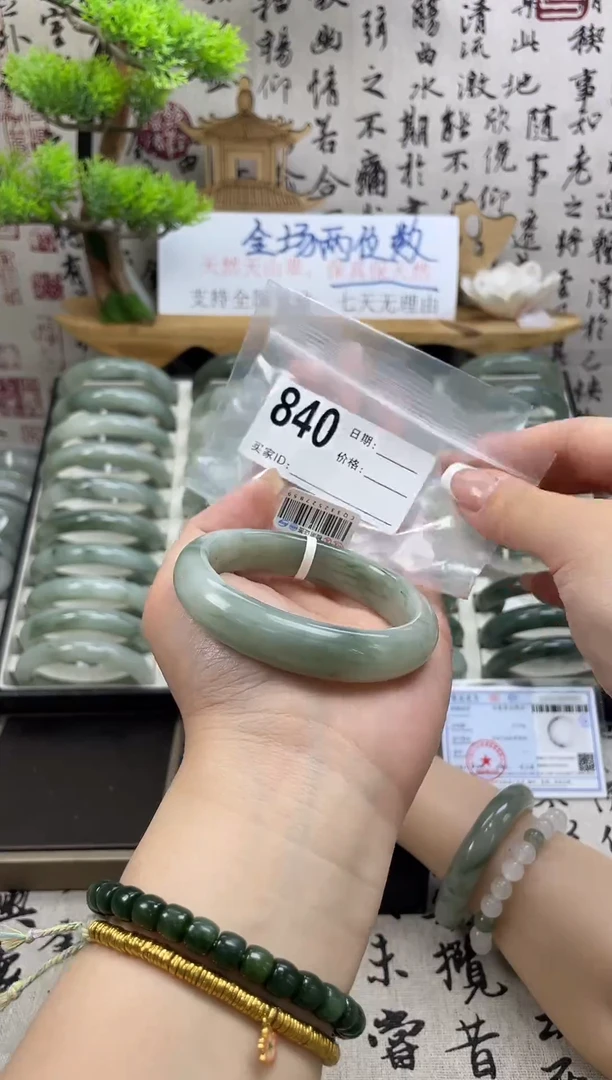 石英质玉（天山翠）手镯未镶嵌840