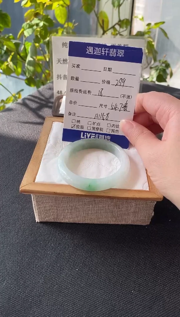 未镶嵌手镯翡翠54.8贵妃 A1158编码
