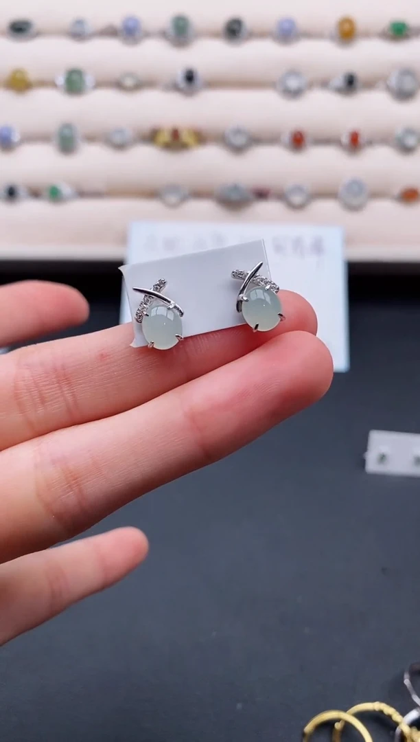 银S925镶嵌戒指翡翠5555555+2