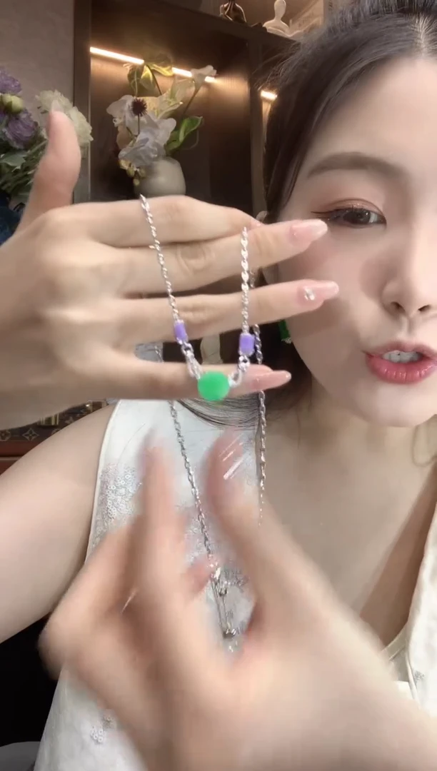 项链18K金镶嵌翡翠A61翡翠