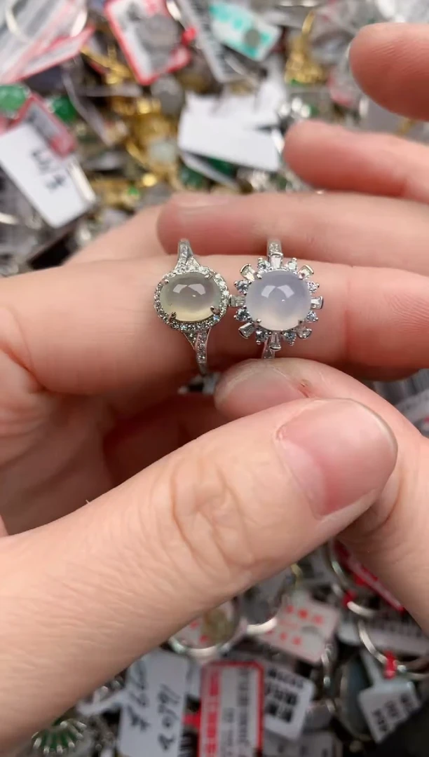 银S925镶嵌戒指翡翠444             6