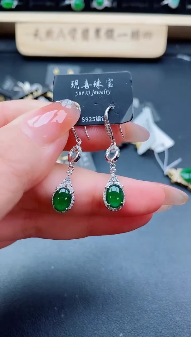 银S925镶嵌戒指翡翠1