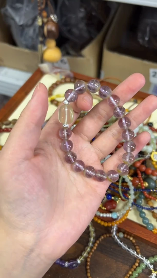 水晶手链未镶嵌紫钛金牙水晶设计款手链[1228]