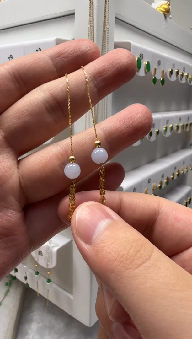 18K金镶嵌翡翠耳饰缅甸天然翡翠a货