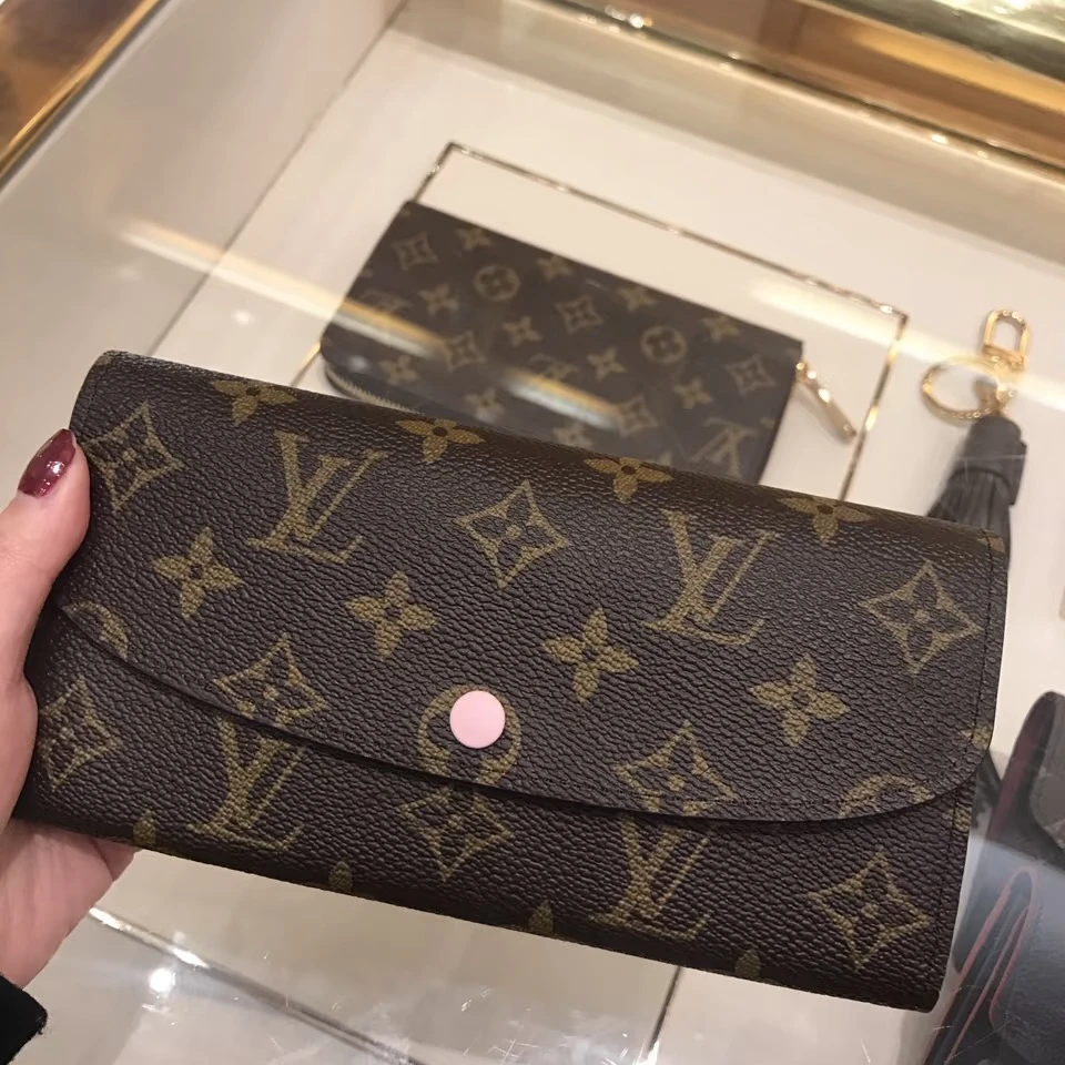 99新 LouisVuitton/路易威登 lv经典老花粉豆豆钱包带子包