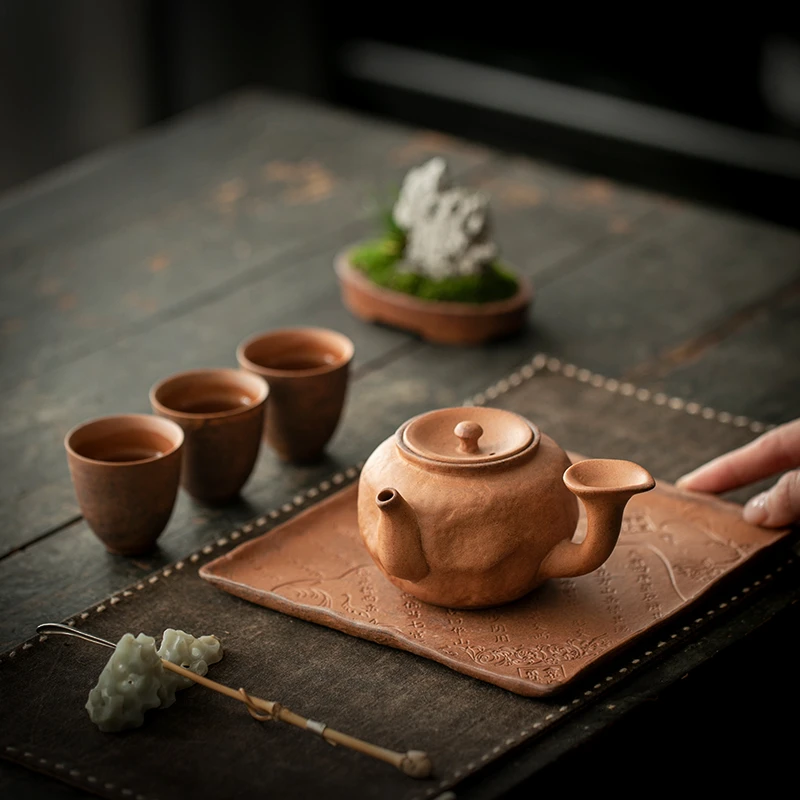 静霖 古陶侧把壶干泡套组(1壶3杯)
