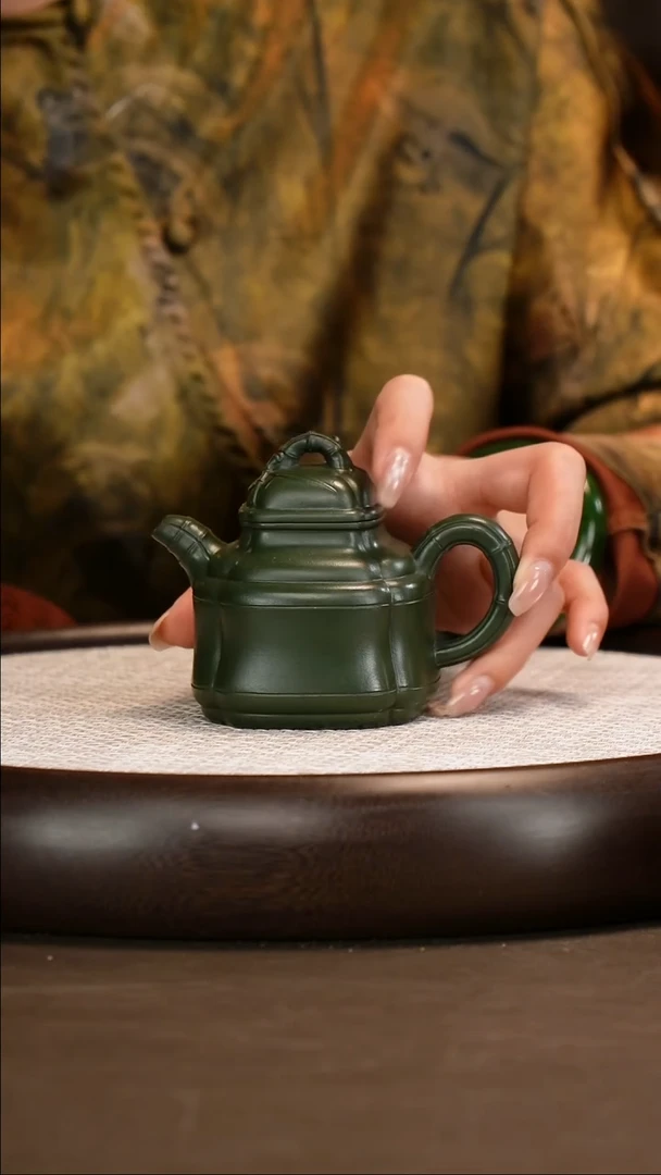 茶壶紫砂【鲍宜明】绿泥 竹鼎 220cc