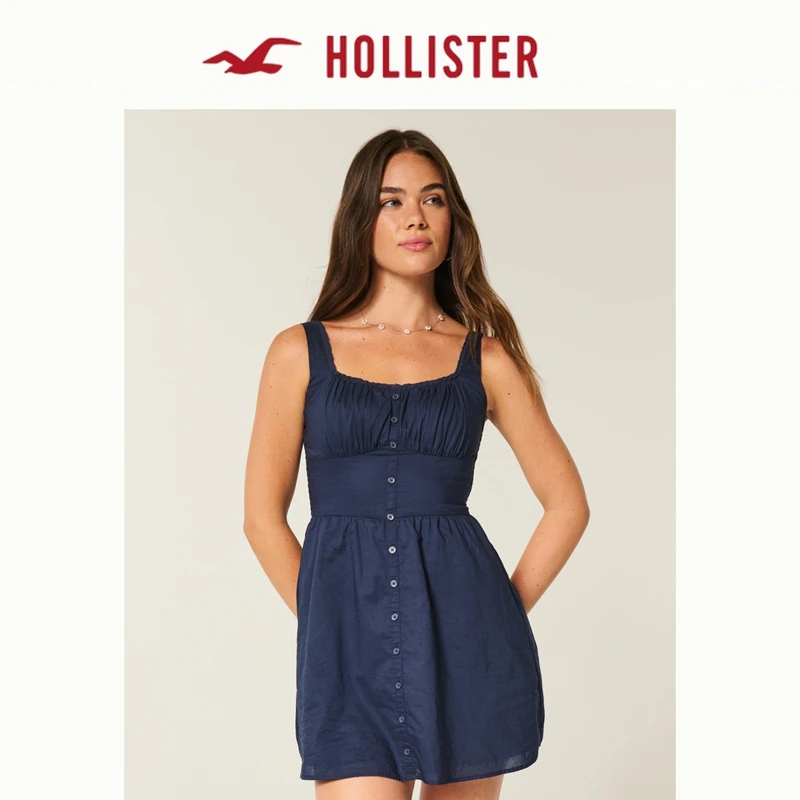 合并Hollister25秋季美式辣妹甜美蕾丝装饰连衣裙女装KI359-5289