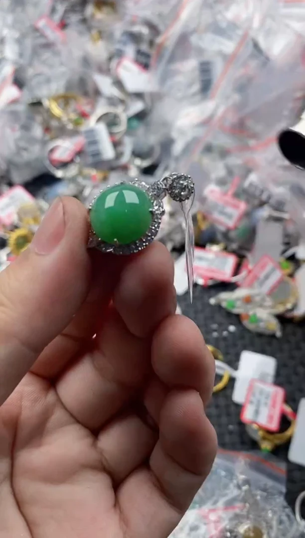 银S925镶嵌戒指翡翠101010-----9