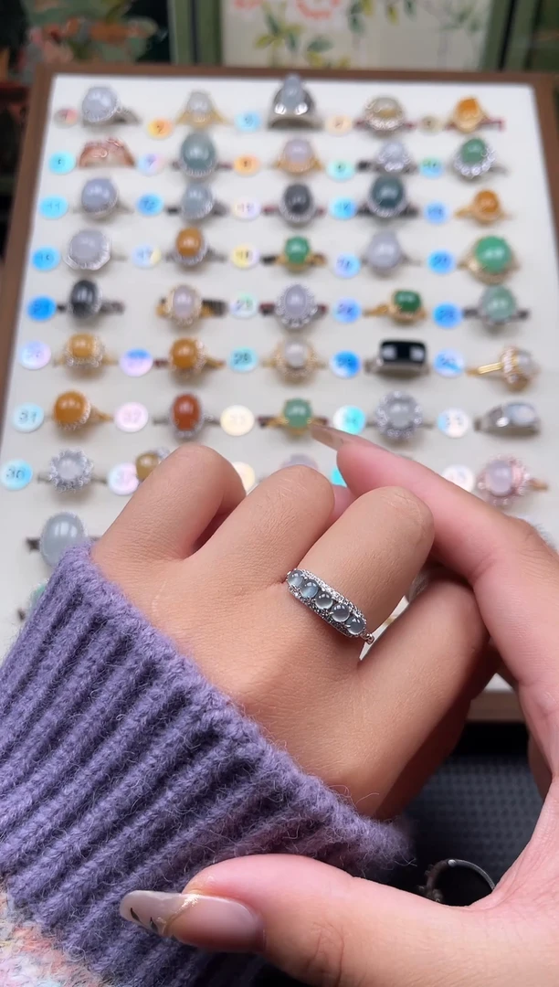 【闪购商品】翡翠戒指银S925镶嵌天然A货翡翠戒指