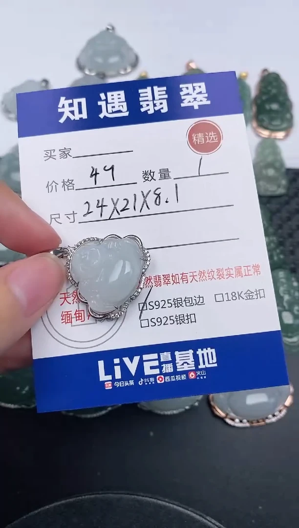 翡翠银S925镶嵌颈饰挂件