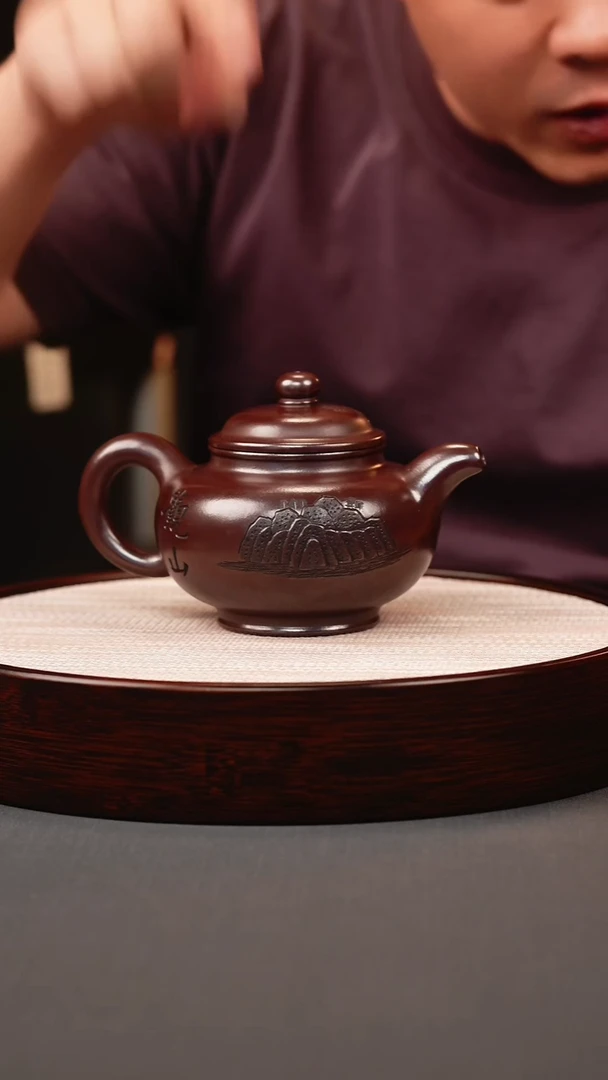 茶壶紫砂石红观山掇只