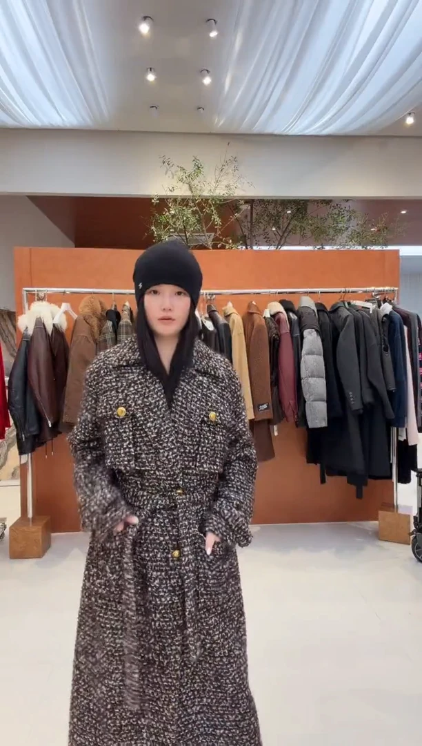 小香风长款大衣花呢