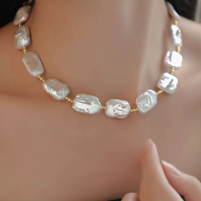 484  巴洛克白色珍珠项链